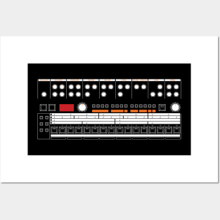 909 Drum Machine (White and Orange) Posters and Art